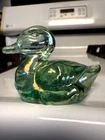 Fenton Glass Mini Miniature Duck Duckling Green Carnival Ex Condition- Very Cute