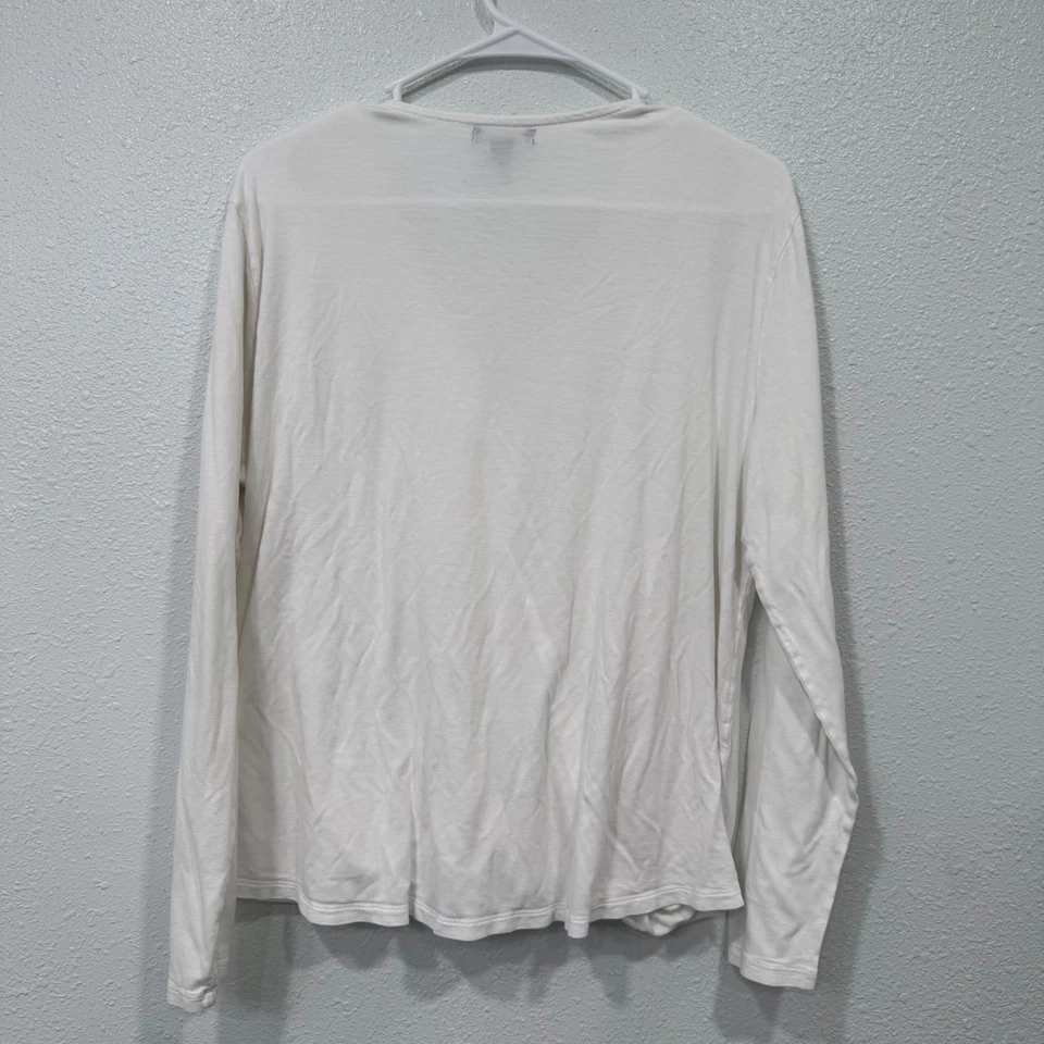 Gap Luxe 白色长袖上衣 XL 超大号 Surplice V 领休闲 — 第 2/4 张图片