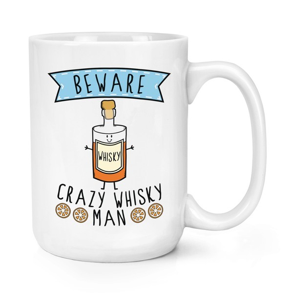 Beware VerrüCkte Whiskey Mann 426Ml Groß Becher Tasse - Lustiger Witz Drunk-image