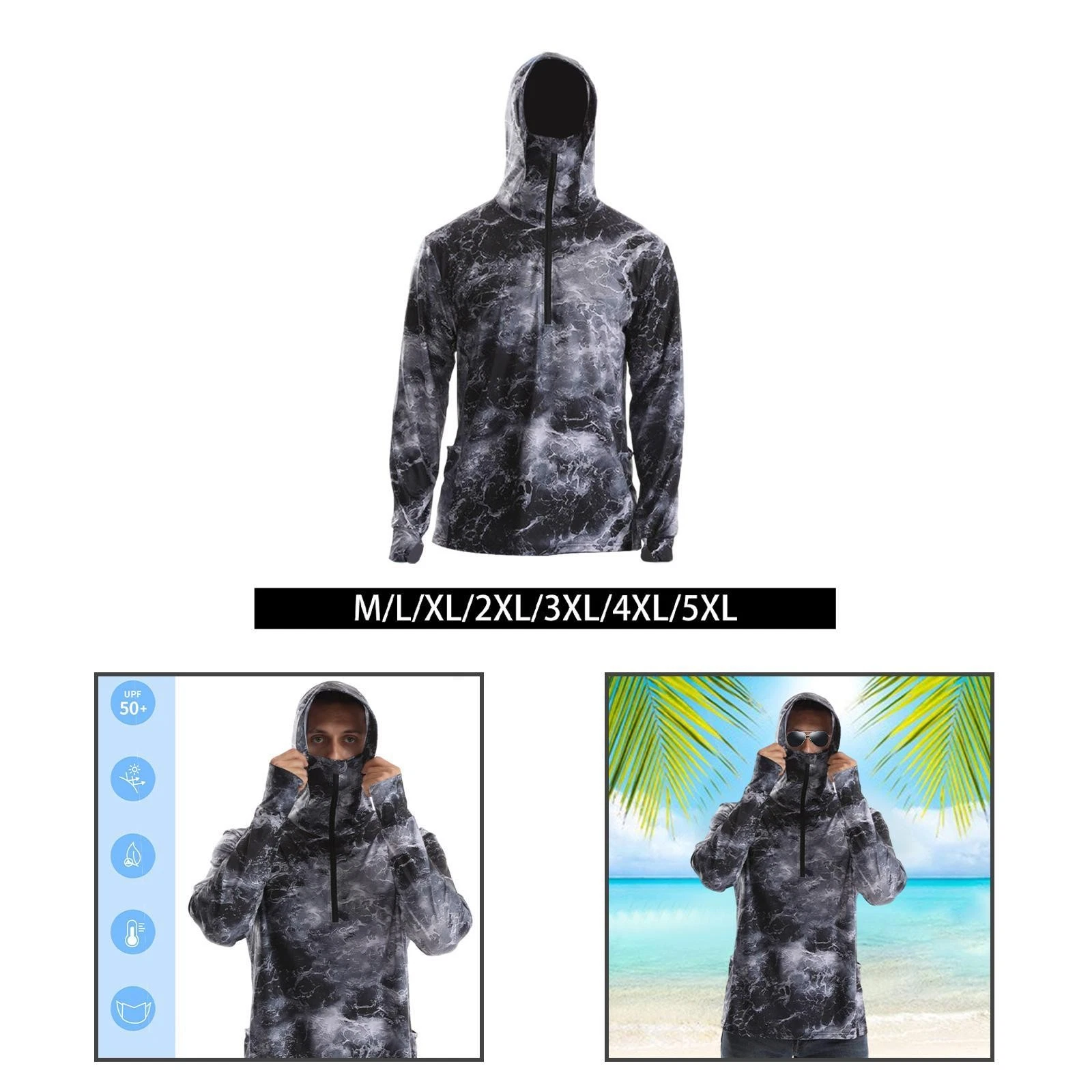 Men's Sun Protection Hoodie Shirt Cooling Shirt Jacket Sunproof Thin with Mask
