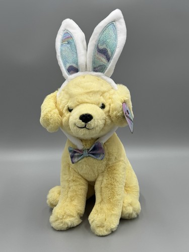 FAO Schwarz Yellow Labrador Sparklers Dog With Bunny Ears Plush 11” Stuffed Toy