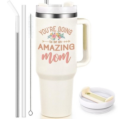 first Mother's Day Gifts for New Mom, 40 Oz Stainless Steel Tumbler with Handle,