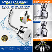 360 Rotating Kitchen Faucet Extender Sprayer 2 Mode Flexible Hose Anti Splash