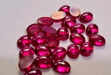 25 Pieces Oval Cabochon Red Synthetic Ruby Stones 8x6mm Loose Stones