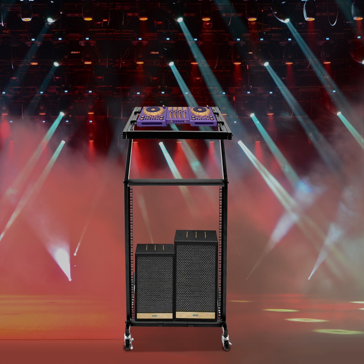 【J19552】DJ's base II Stable Structure Adjustable 2-Layer Storage Professional DJ Stand