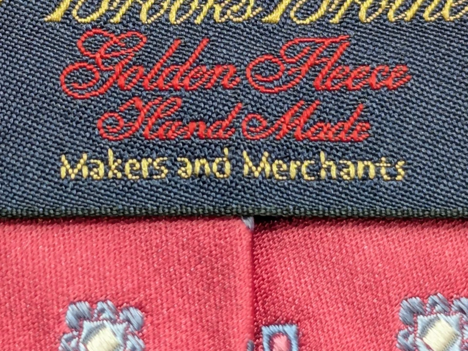 Gravata masculina vintage Brooks Brothers lã dourada feita à mão seda rosa década de 1980 - Imagem 3 de 4