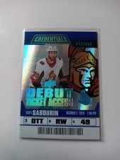 2019-20 Credentials Scott Sabourin Rookie /999 Debut Ticket Access #71 Senators