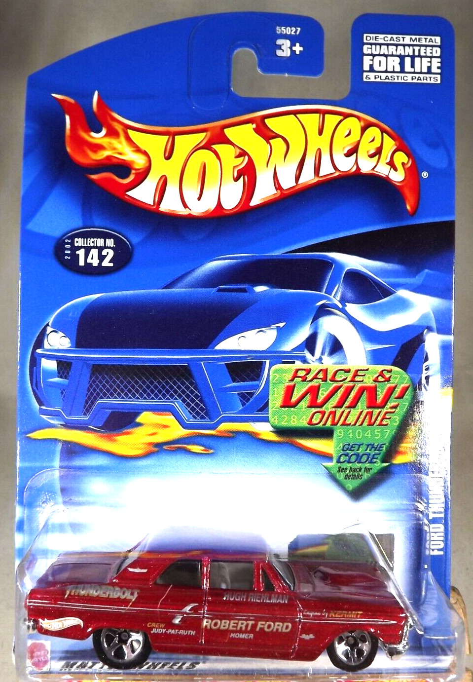 2002 Hot Wheels Mainline/Collector #142 FORD THUNDERBOLT Red w/Chrome 5 Spokes