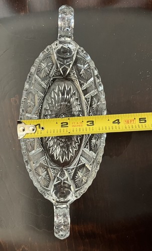 Vintage STARBURST SAWTOOTH Cut Glass/Crystal Serving Dish W/Handles *FREE SHPNG* - Picture 6 of 6