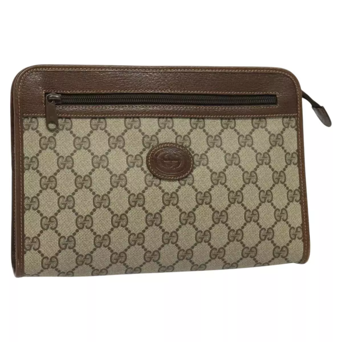 Sac pochette GUCCI GG Supreme PVC beige authentique am7891