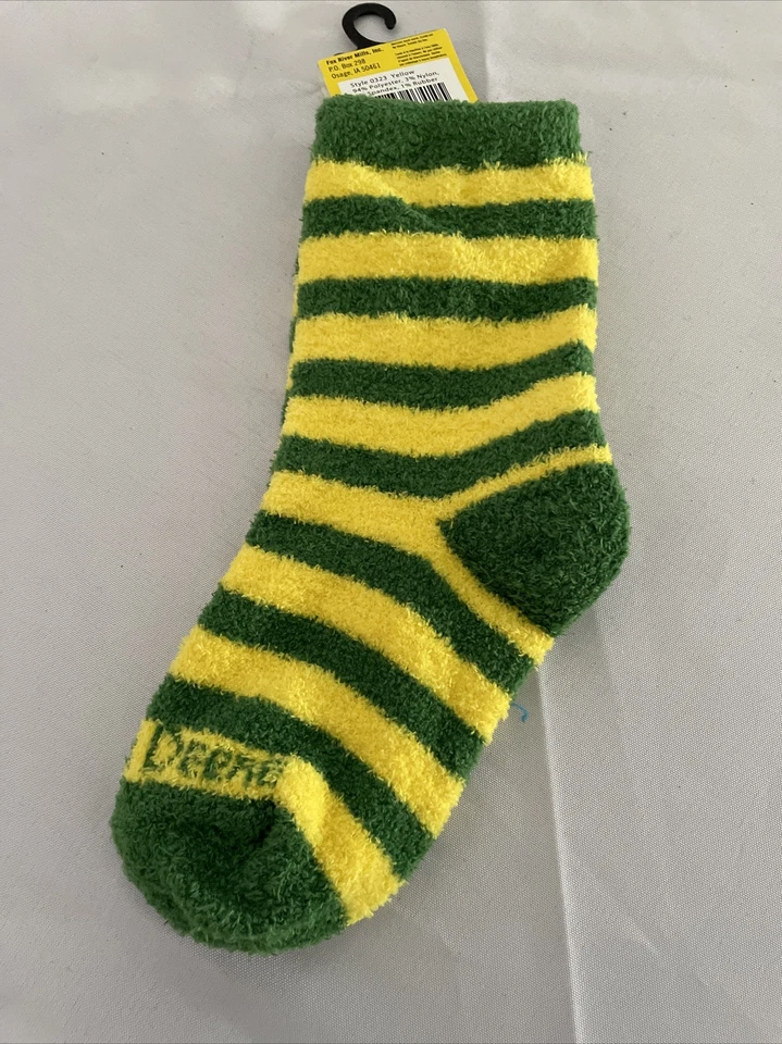 Calcetines John Deere Niños Talla 9-1.5 Amarillo Verde Rayas Granja Tractor Cálidos Foto 3 de 4