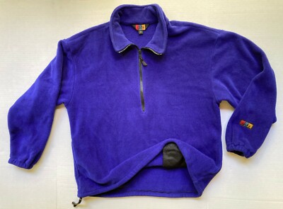 Sun Ice Polartec Fleece Jacket Mens Medium Half Zip Waist Cinch Pockets Vtg 90s