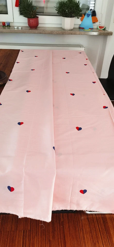 Neu Mädchenzimmer Baumwollstoff Herz Handarbeit nähen basteln Restposten 1x2,5M - Bild 4 von 4