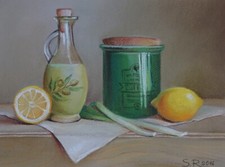 Quadro, natura morta olio e limoni. 53x44 cm. Pittura con pastelli. 
