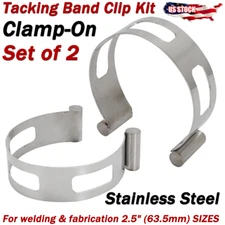 2x 2.5" Exhaust Pipe Tacking Band Clip Kit for welding & fabrication Clamp-On