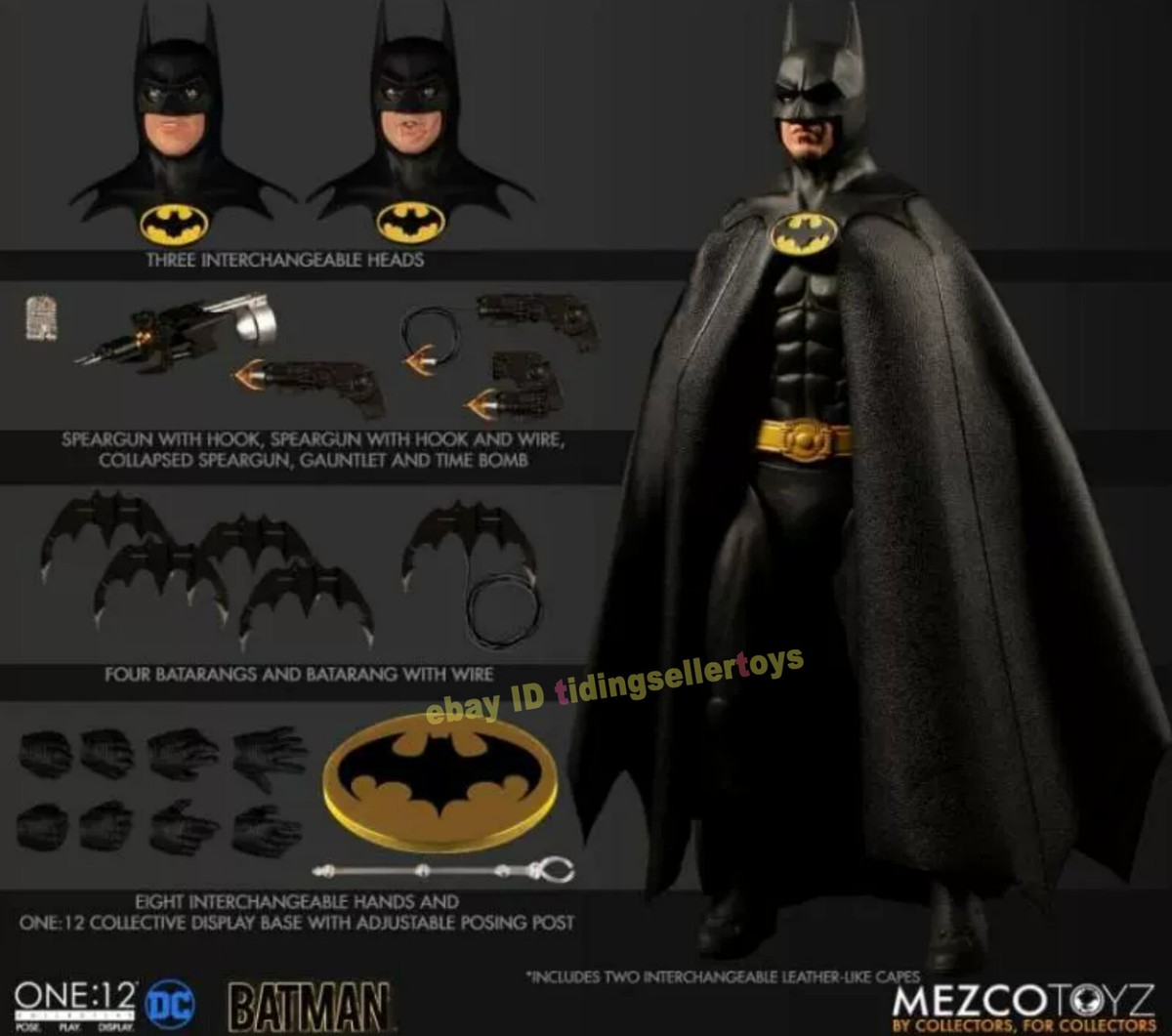 MEZCO BATMAN 1989 バットマン 1/12 アクションフィギュア Mezco Batman 1989 1/12 Scale Action Figures DC Comic Version