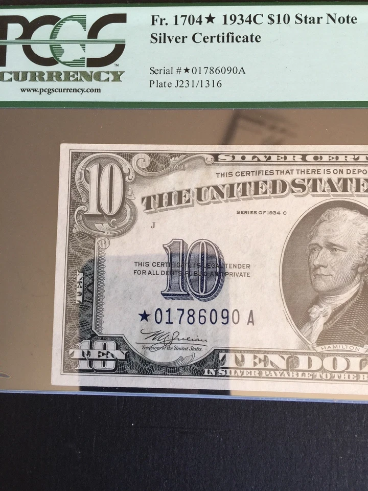 Fr 1704*   1934C $10 Silver Certificate Star Note Fr. 1704* PCGS 64PPQ. - Image 2 of 4