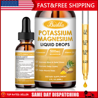 60ML Potassium Magnesium Supplement with Magnesium, Calcium, Vitamin D3, Zinc