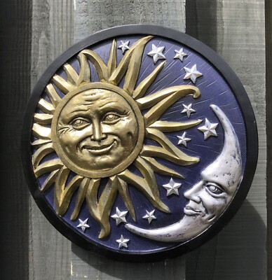 Sonne und Mond himmlisch erhöht 3D-Effekt Garten Wandplakette neu & verpackt 19,5 cm