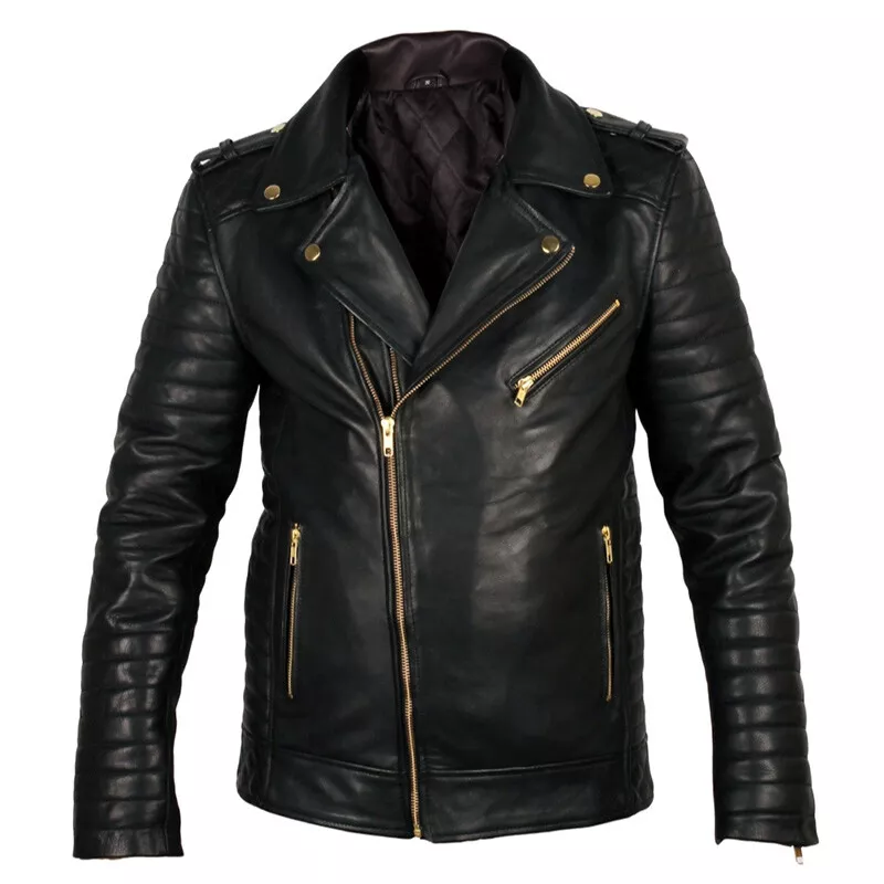 Mac Black Lambskin Sheep Leather Jacket For Men s eBay