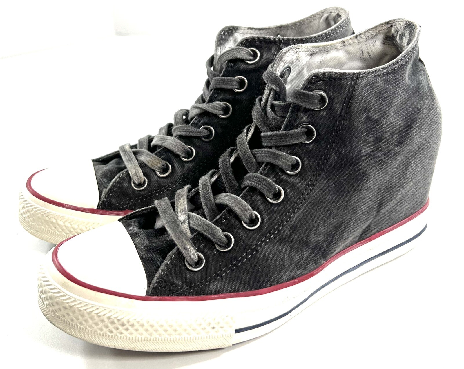 Converse Womens Chuck Taylor All Star Lux Wedge Sneaker Size 9 Distressed Vintage Style-image