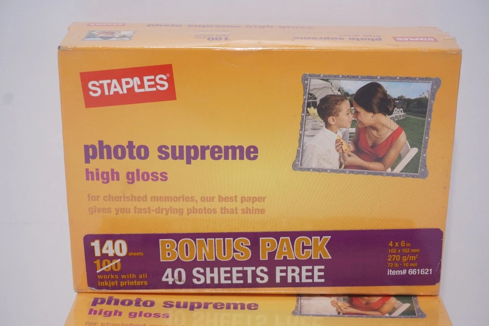 2pcs Staples Photo Supreme Satin Paper 4" x 6" 140 Sheet All Inkjet printers - Image 2 of 4
