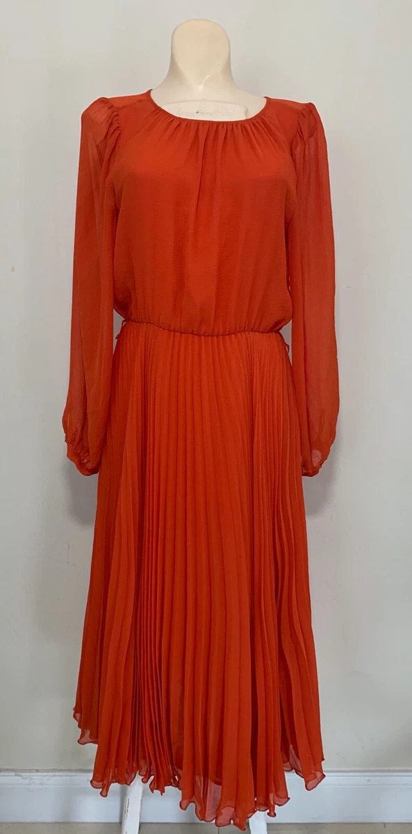 NWD ZARA Coral PLEATED DRESS WITH BELT NO BELT Size S C932 3666