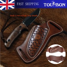 TOURBON Engraved Slanted Pancake Fixed Blade Knife Sheath Knives Belt Case