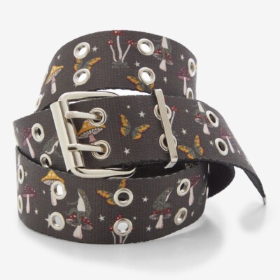 Frog Mushroom Forest Fabric Grommet Belt Hot Topic Size Medium