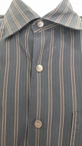 Ermenegildo Zegna Mens Long Sleeve Shirt sz M Medium Black Stripe Made in Italy - Picture 3 of 11