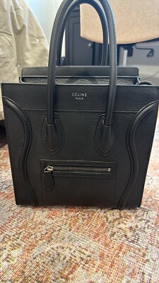 CELINE Luggage Satchel/Top Handle Bag Micro Black Leather