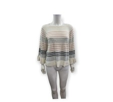 Loft Women  s Size Small 3/4 Bell Sleeve Round Neck Striped Sweater