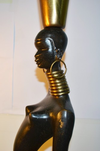ANTICA SCULTURA NUBIANA STILE KARL HAGENAUER BRONZO ART DECO AFRICANA BLACKAMOOR - Foto 9 di 12
