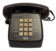 Vintage GTE Automatic Electric Model 80 Brown Pushbutton Desk Phone