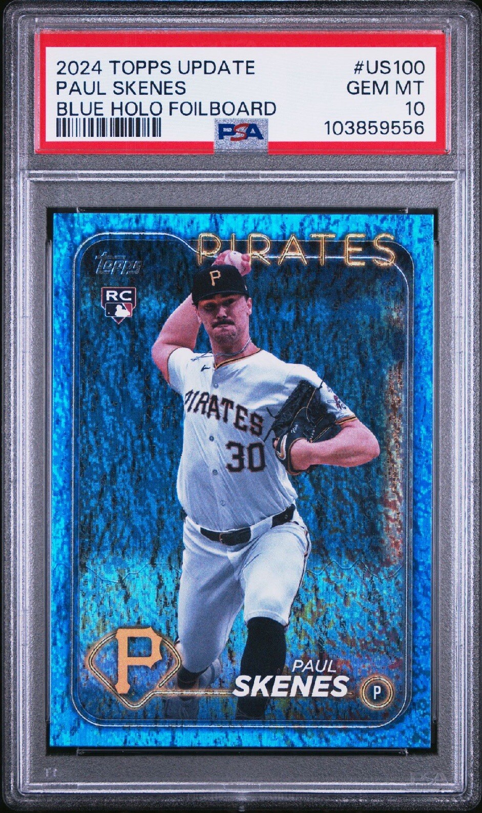 Paul Skenes 2024 Topps Update US100 Blue Holo Foil /999 - Gem Mint PSA 10
