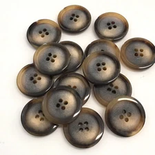 12 Buttons Rim Dark Brown Cream Plastic 4-Hole Sew Through Sewing 22 mm #BR16