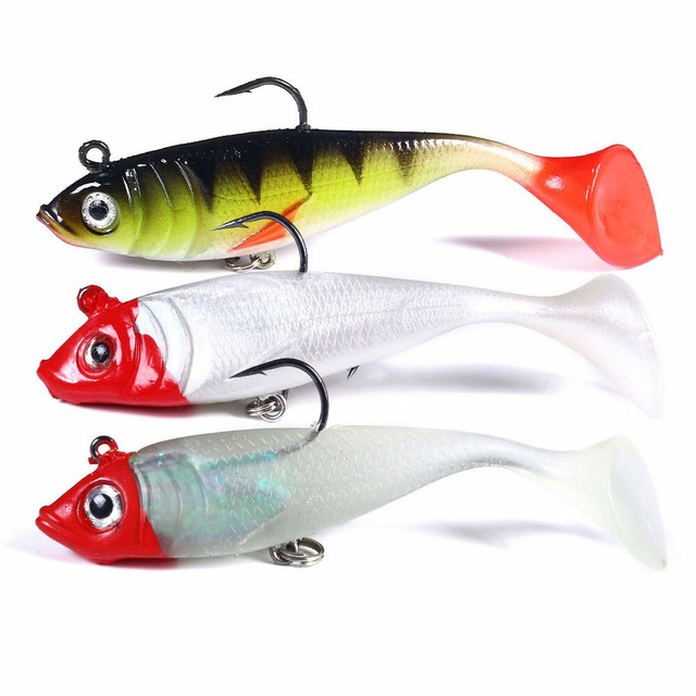 3x Luminous Soft Rubber Fish 10cm/18.5g Bait Wobbler Fishing Lures Jig