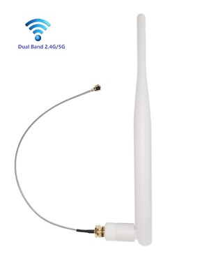 dualband Antenna 5dBi/20cm/RP-SMA/White & I.PX  Pigtail Adapter WiFi5/6 Router