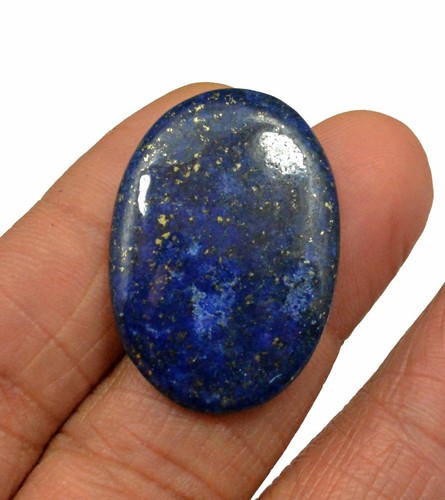 27.76 CT NATURAL BLUE LAPIS LAZULI GOLD FLAKES OVAL CABOCHON LOOSE GEMSTONE - Picture 2 of 2