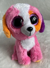 TY Beanie Boos 6" PRECIOUS the Pink Dog Plush Glitter Eyes Stuffed Anlmal 