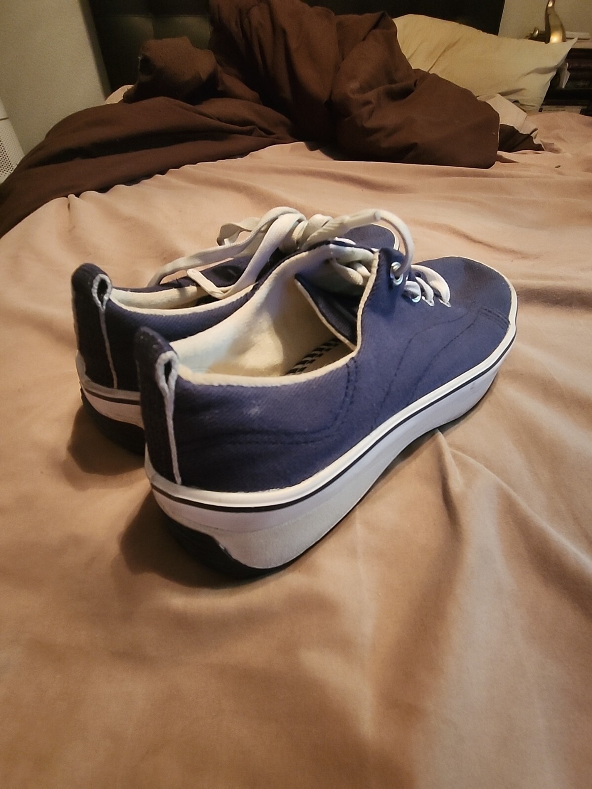 SAOLA Palloncini donna taglia 7 blu bianco scarpe tela suola gomma Oxford stringate