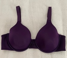 Vanity Fair Satin Padded Bra w Floral Lace Detail. Purple. 38C