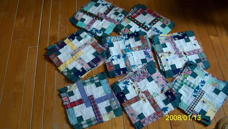 VINTAGE PATCHWORK SQUARES BLOCKS PATTERN 73 PIECES 10 x 10 QUILT FABRIC MATERIAL
