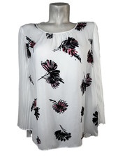 New Vince Camuto Top L Pleated Chiffon Bell Slv Tunic Holiday Romantic Glamour