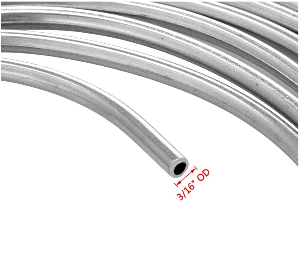 Kit de tubería de línea de freno de acero al zinc de 2 piezas rollo de bobina de 3/16 OD 25 pies + 32 accesorios de tuercas Foto 4 de 4