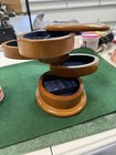 5-Tier Swivel Tower Wooden Jewelry Box Calgon Flex Zorb Lined Organizer EUC — photo 1