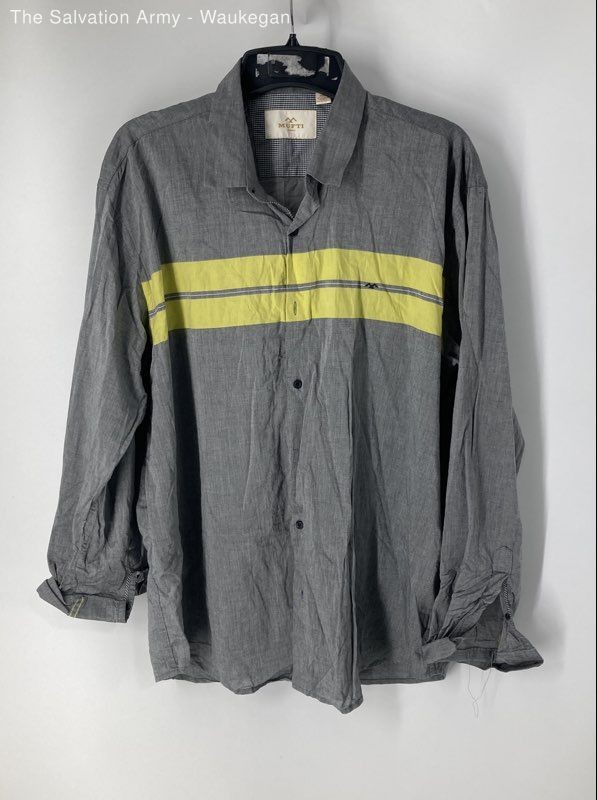 Mufti Mens Gray Yellow Cotton Long Sleeve Classic Button-Up Shirt Size 5XL
