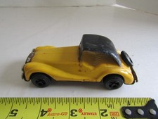 VINTAGE TIN CAR FRICTION REV WHEELS ROADSTER MADE IN JAPAN 5 INCH YELLOW