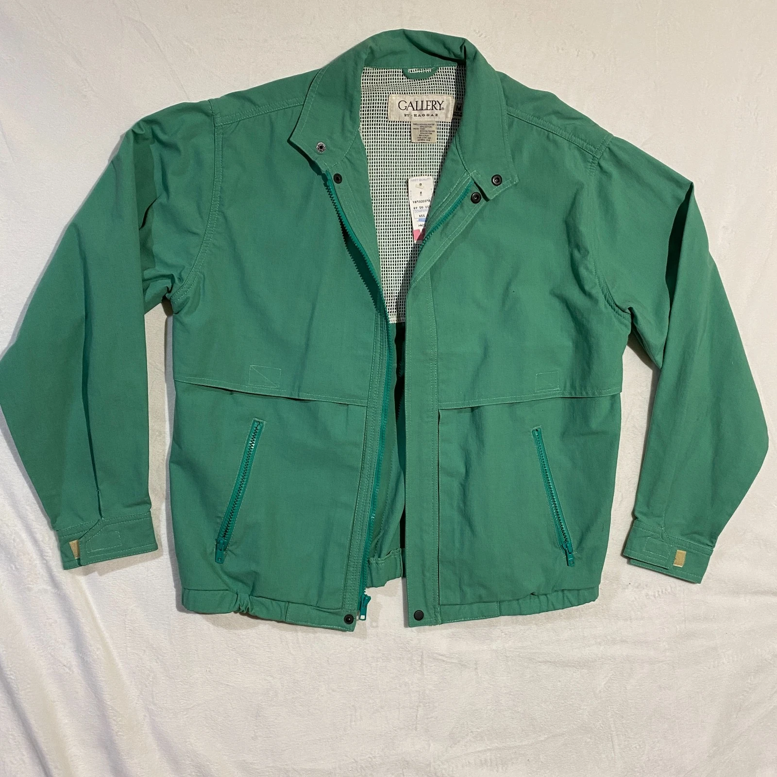 Gallery By Haggar Mens Windbreaker Jacket M Mens Green Full Zip Mesh Lining