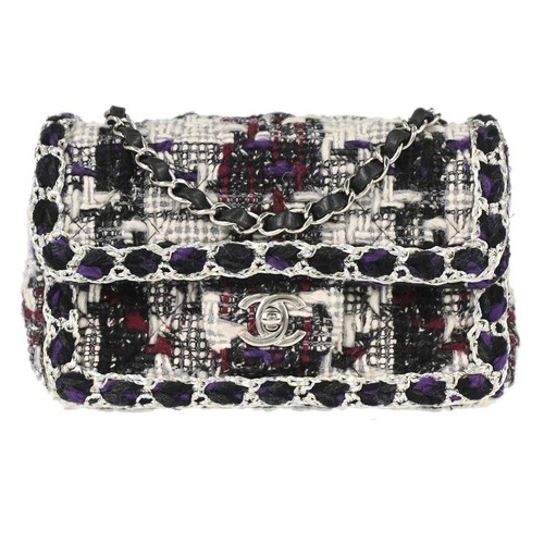 Chanel Black White Tweed Shoulder Bag 197351